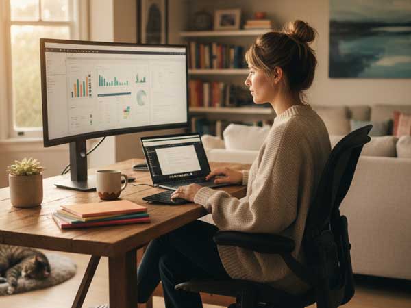 woman working from home