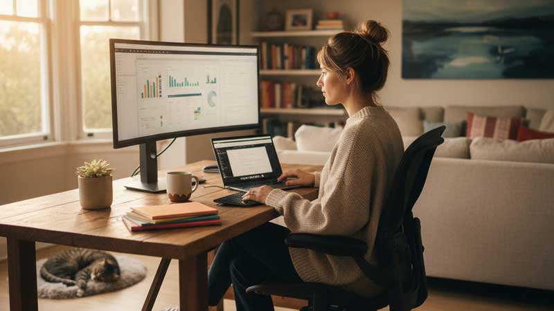woman working from home
