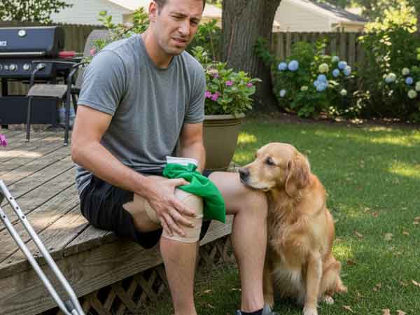 Man Nurses Knee Pain