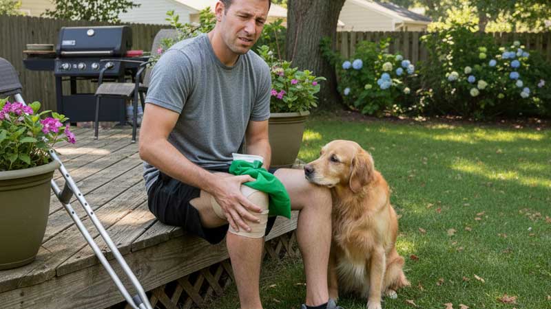 Man Nurses Knee Pain