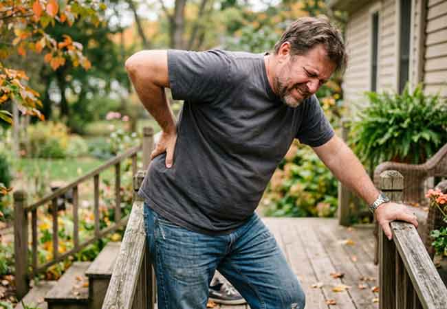 Man outside with lower back pain