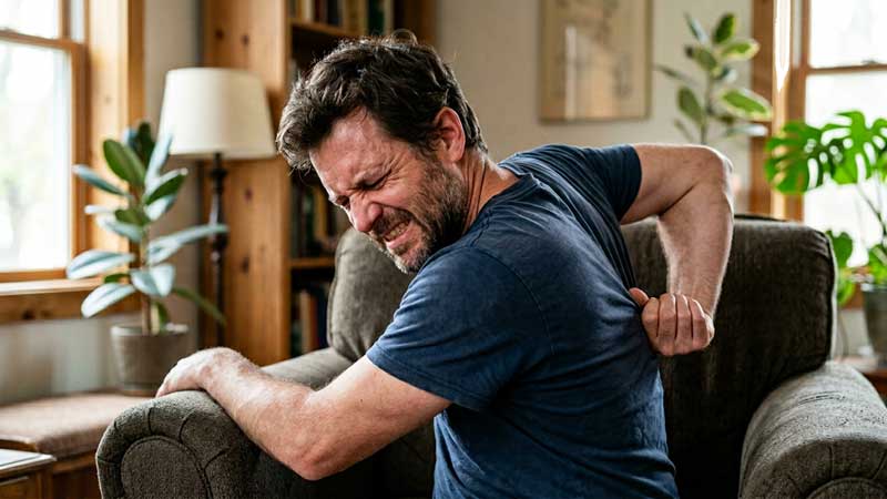 muscle-knot-pain Man inside with muscle knot pain