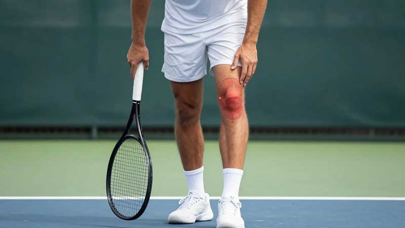 Illustration of a tennis knee injury