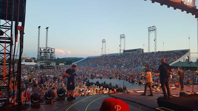 Backstage view of the Zac Brown Band performing