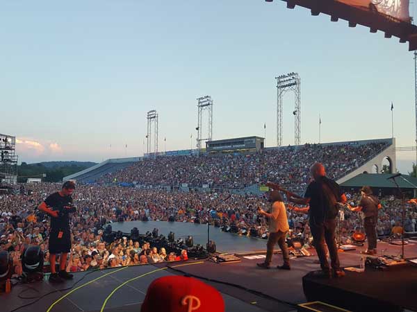 Backstage view of the Zac Brown Band performing